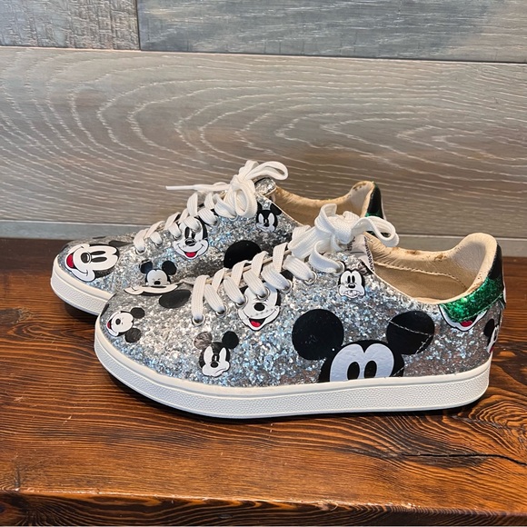 Master of Arts MOA Mickey Mouse‎ Sneakers Women US 6 Leather Sparkles - Picture 4 of 15